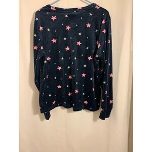 Women’s “Let’s Get Cozy” Star Print Plush Long Sleeve Top Size L